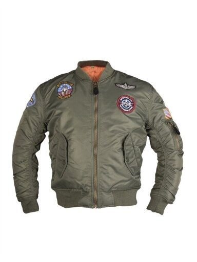 Mil-Tec Ma1® vaikų skrydžio striukė W. Patches 12003501, alyvžalia