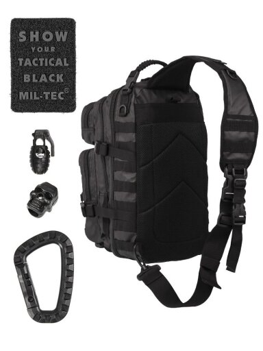Mil-Tec One Strap Assault kuprinė Large 25L, taktinė juoda Mil-Tec One Strap Assault kuprinė Large 25L, taktinė juoda