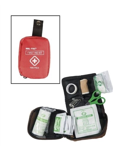 Mil-Tec Pirmosios pagalbos mini paketas 16025810, raudona