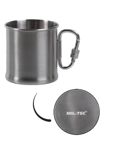 MIL-TEC puodelis su karabinu iš nerūdijančio plieno 250ml