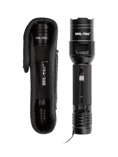 MIL-TEC Taktinė Mini žibintuvėlis su Įkrova 15154100 MIL-TEC Taktinė Mini žibintuvėlis su Įkrova 15154100