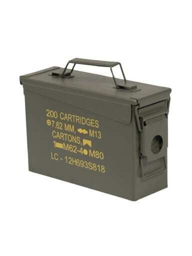 MIL-TEC US M19a1 Cal. 30 Ammo Box Steel šratų dėžė alyvžalia