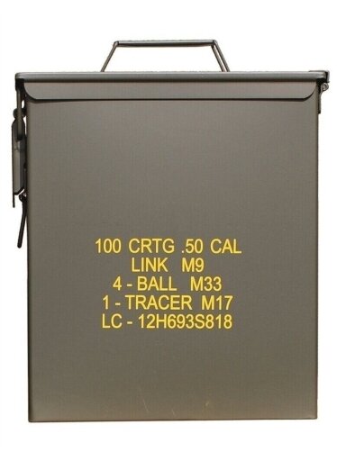 Mil-Tec JAV M9 Cal. 50 didelių šovinių dėžės plieninis 15963300, alyvžalia