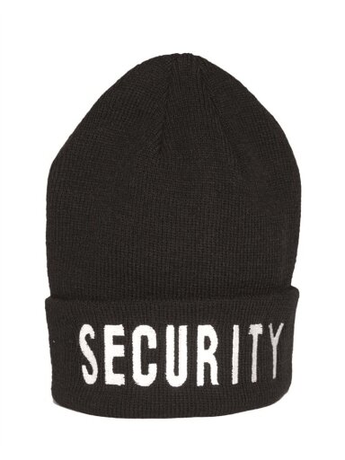 Mil-Tec Žieminė kepurė su siuvinėjimu „security“ 12075097, juoda