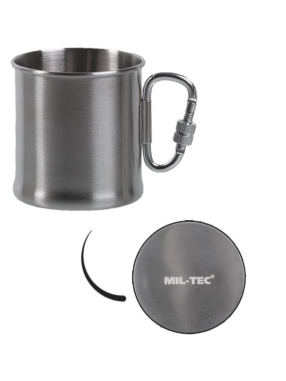 MIL-TEC puodelis su karabinu iš nerūdijančio plieno 250ml 1 MIL-TEC puodelis su karabinu iš nerūdijančio plieno 250ml 1