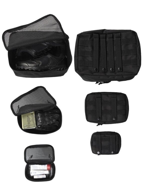 Mil-Tec 3 vnt tinklinio maišelio rinkinys 16003802, juoda 1