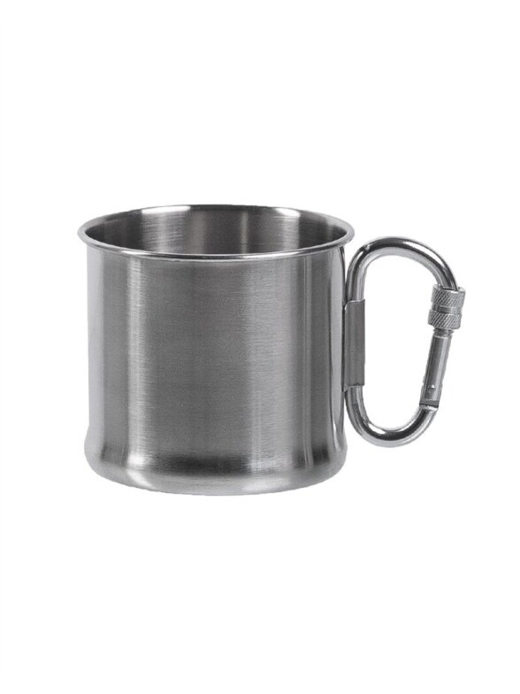 MIL-TEC 500ml nerūdijančio plieno puodelis su karabinu