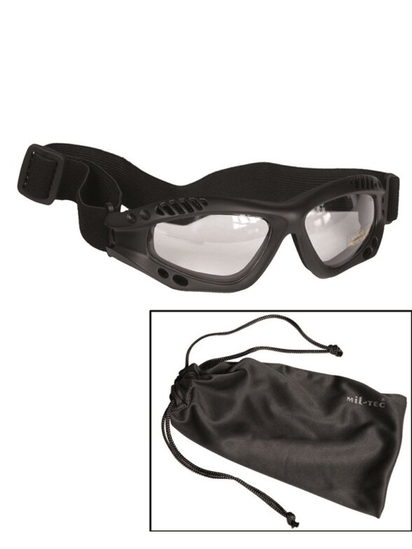 MIL-TEC Commando Goggles Air Pro Clear taktiniai akiniai juoda MIL-TEC Commando Goggles Air Pro Clear taktiniai akiniai juoda