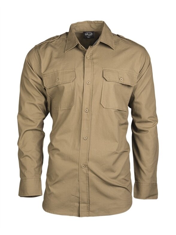 MIL-TEC Field Shirt Ripstop marškiniai smėlinė MIL-TEC Field Shirt Ripstop marškiniai smėlinė