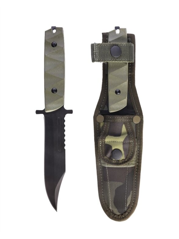 MIL-TEC Fighting Knife New With Czech Sheath Like New 91535100 kamufliažinė