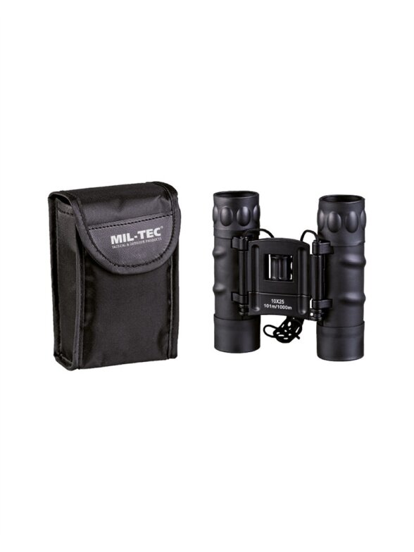 MIL-TEC žiuronai Collapsible Binocular 10x25 juodi MIL-TEC žiuronai Collapsible Binocular 10x25 juodi