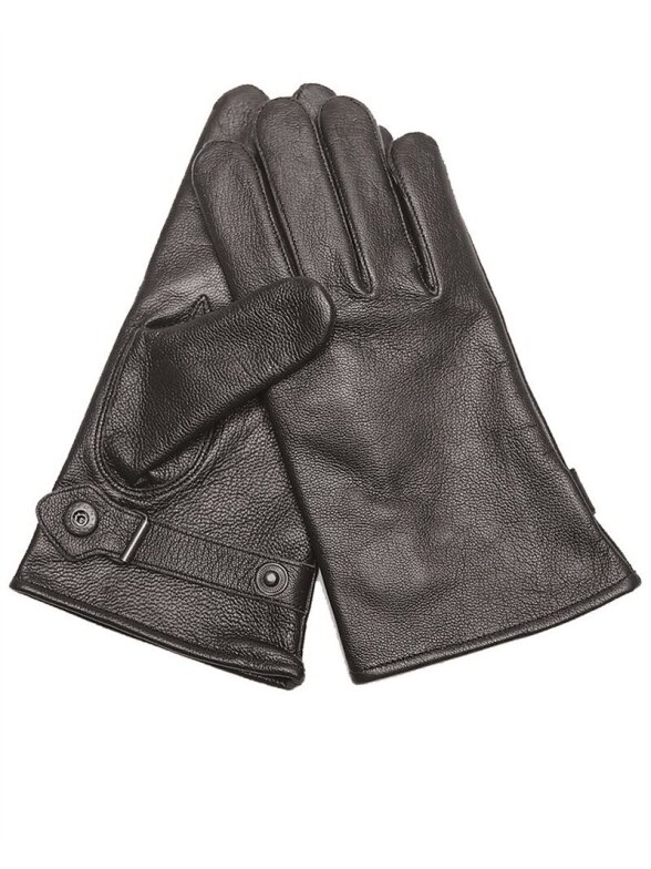 MIL-TEC nubuko pirštinės German Lined Leather juoda MIL-TEC nubuko pirštinės German Lined Leather juoda