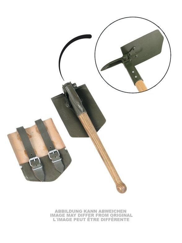 MIL-TEC Germ.folding Shovel New W.leather Pouch Used 91552300 1