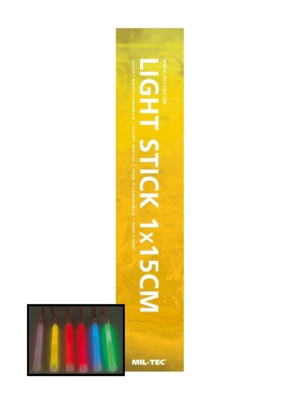 MIL-TEC šviestukas Lightstick 1 X 15 cm geltona MIL-TEC šviestukas Lightstick 1 X 15 cm geltona