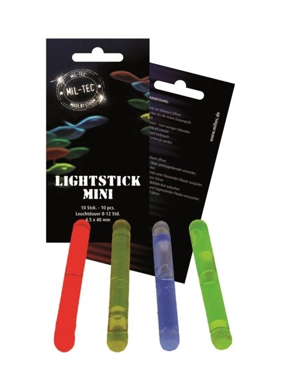 MIL-TEC Lightsticks Mini šviesilės 4 cm alyvžalios (10 vnt.) MIL-TEC Lightsticks Mini šviesilės 4 cm alyvžalios (10 vnt.)