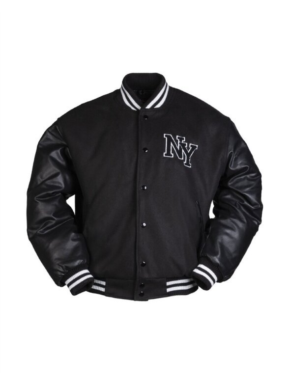 MIL-TEC Ny Baseball Jacket W. Patch 10370000 juoda MIL-TEC Ny Baseball Jacket W. Patch 10370000 juoda