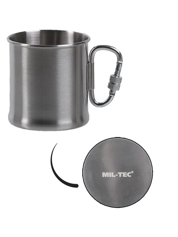 MIL-TEC puodelis su karabinu iš nerūdijančio plieno 250ml 1