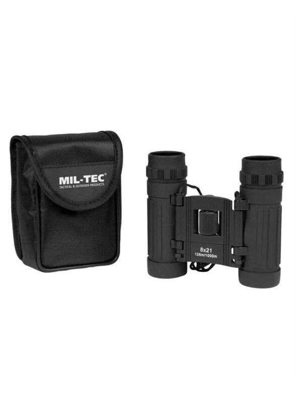 MIL-TEC sulankstomai žiūronai Collapsible Binocular 8x21 juoda MIL-TEC sulankstomai žiūronai Collapsible Binocular 8x21 juoda