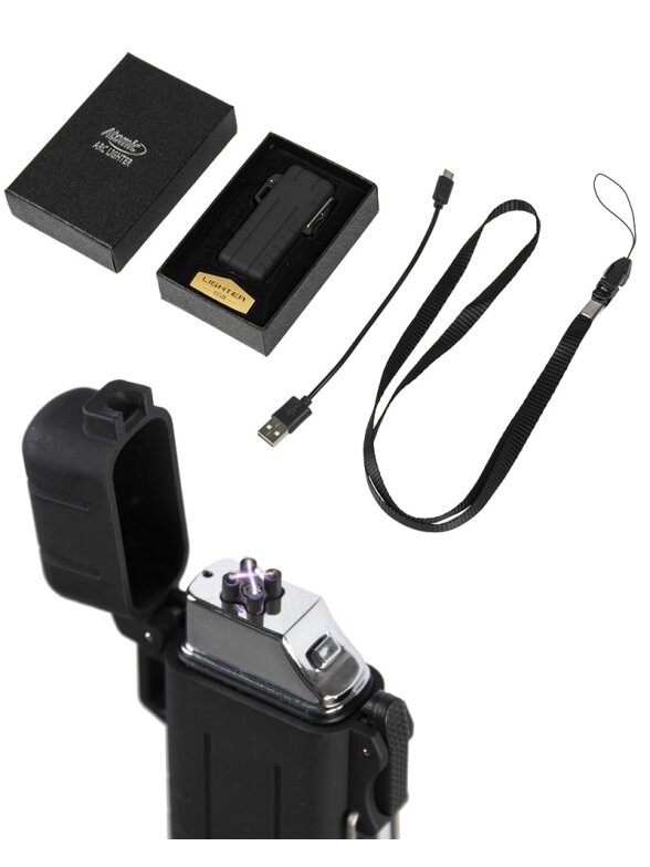 MIL-TEC Tröber® Rechargeable Lighter 'atomic X-arc' užtasioji žiebtuvė juoda 1