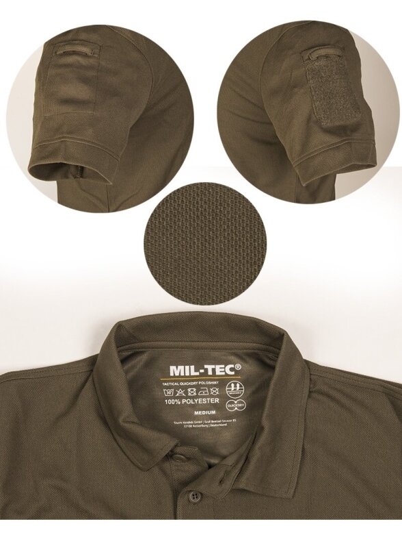 MIL-TEC Urban Tact trumpomis rankovėmis polo marškinėliai Quickdry 10961008 pilka 1 MIL-TEC Urban Tact trumpomis rankovėmis polo marškinėliai Quickdry 10961008 pilka 1
