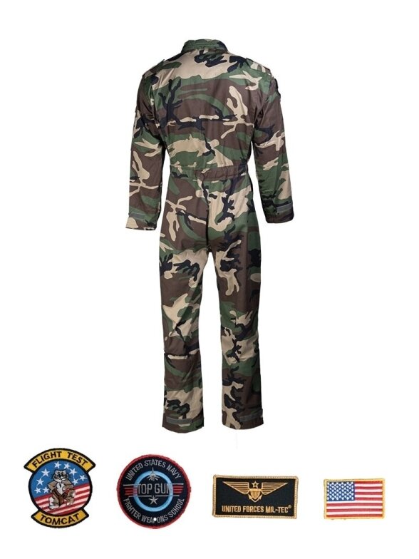 MIL-TEC US Flight Coverall skraidymo kombinezonas su patch'ais alyvžalia 1 MIL-TEC US Flight Coverall skraidymo kombinezonas su patch'ais alyvžalia 1