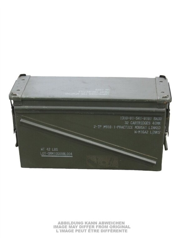 Mil-Tec Naudota US Lg 40mm metalinė šovinių dėžė 91592700 Mil-Tec Naudota US Lg 40mm metalinė šovinių dėžė 91592700