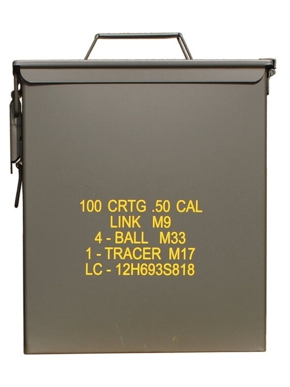 MIL-TEC US M9 Cal. 50 Large Ammo Box Steel dėžė alyvžalia MIL-TEC US M9 Cal. 50 Large Ammo Box Steel dėžė alyvžalia