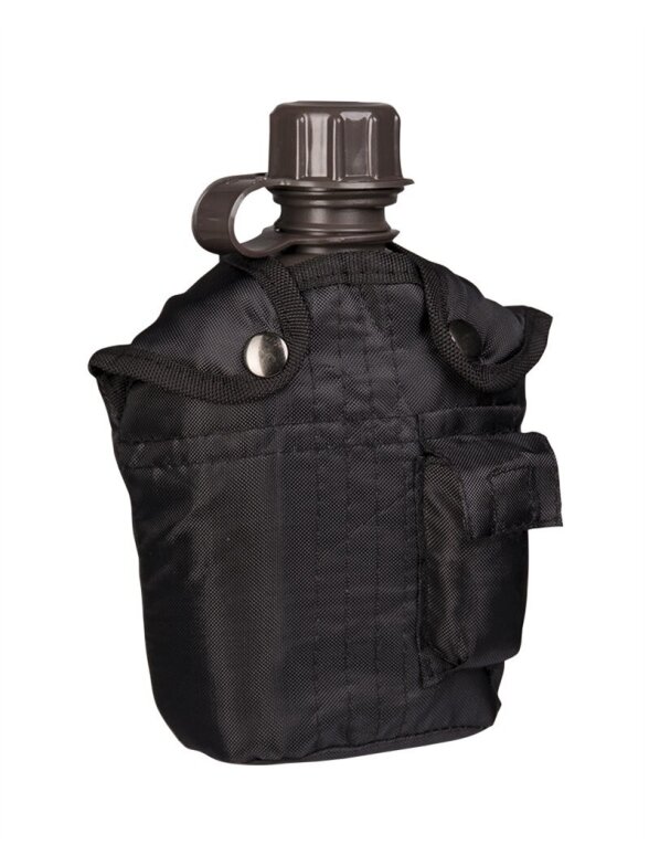 MIL-TEC takticinis vandens butelis 1L su dangteliu juoda MIL-TEC takticinis vandens butelis 1L su dangteliu juoda