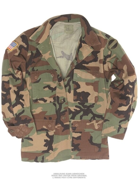 MIL-TEC Us Woodl. Bdu Field Jacket W. Badge Used 91189320 alyvžalia MIL-TEC Us Woodl. Bdu Field Jacket W. Badge Used 91189320 alyvžalia