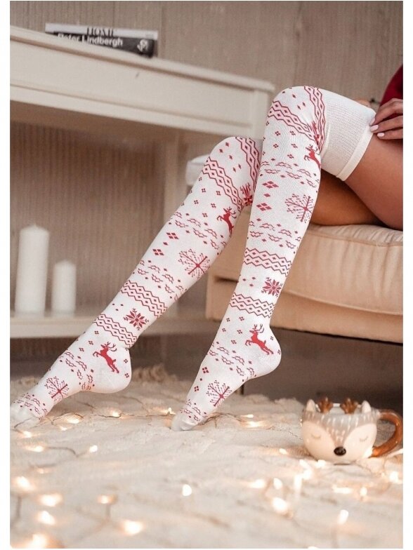 Milena ilgos kalėdinės kojinės 145/AC017 baltos