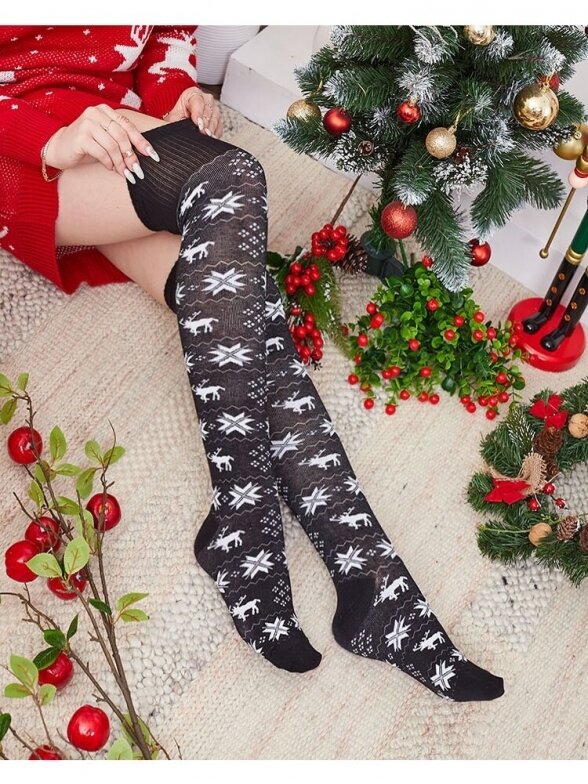 Milena ilgos kalėdinės kojinės 145/AC017 juodos