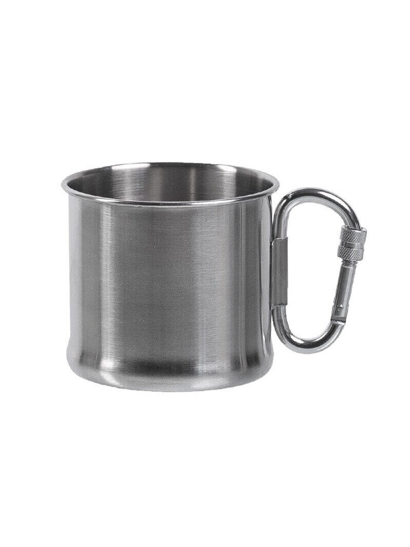MIL-TEC 500ml nerūdijančio plieno puodelis su karabinu MIL-TEC 500ml nerūdijančio plieno puodelis su karabinu