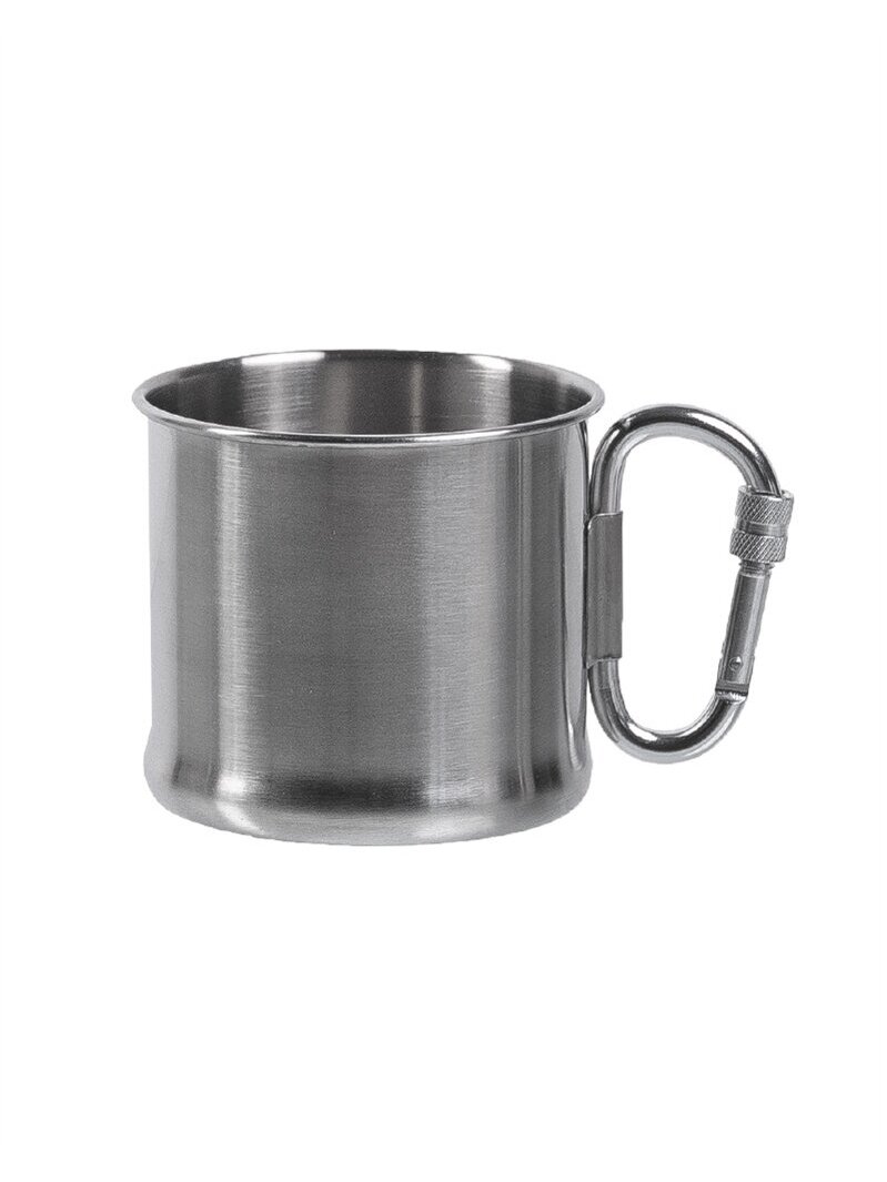 MIL-TEC 500ml nerūdijančio plieno puodelis su karabinu