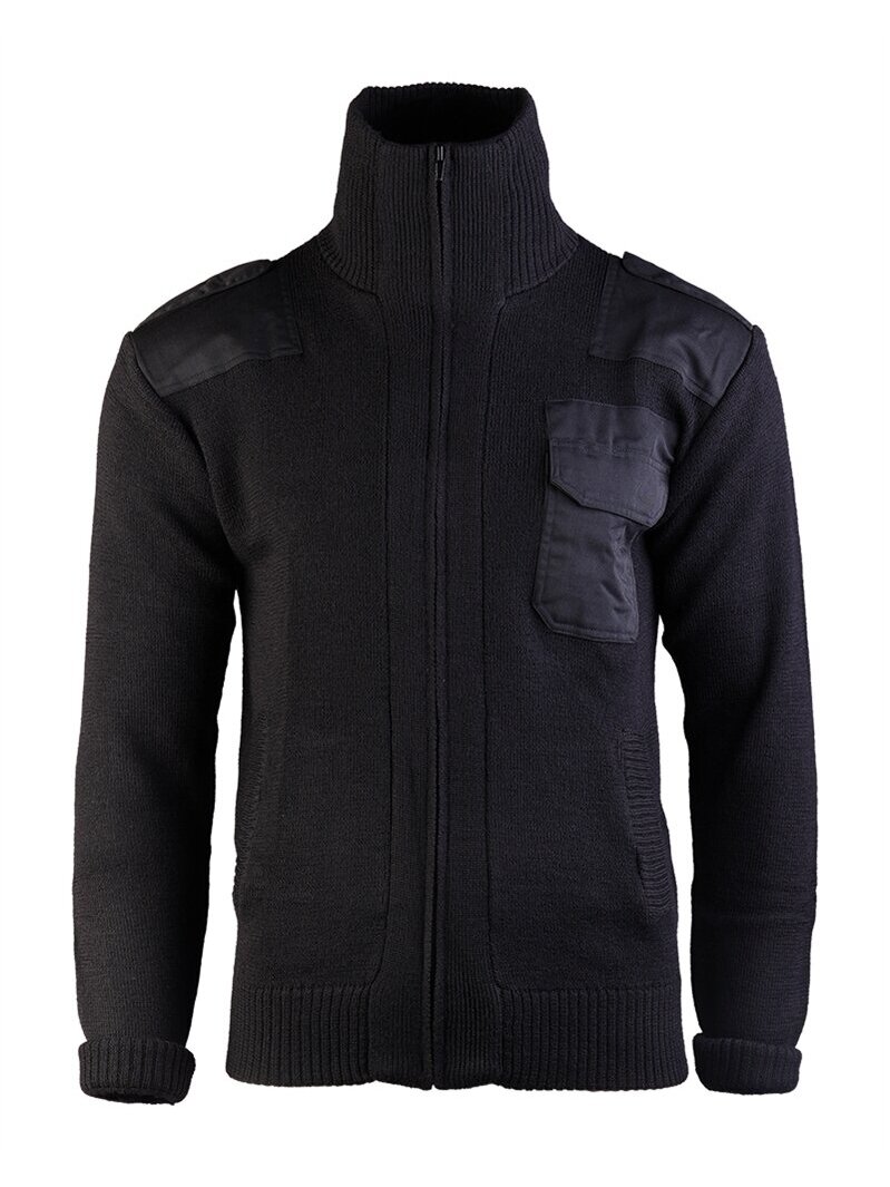 MIL-TEC Megztinis Cardigan 80/20 juoda MIL-TEC Megztinis Cardigan 80/20 juoda