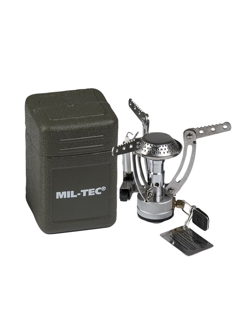 MIL-TEC Kempinginis butano degiklis (voratinklis) su dėžute 14911000 smėlinė MIL-TEC Kempinginis butano degiklis (voratinklis) su dėžute 14911000 smėlinė