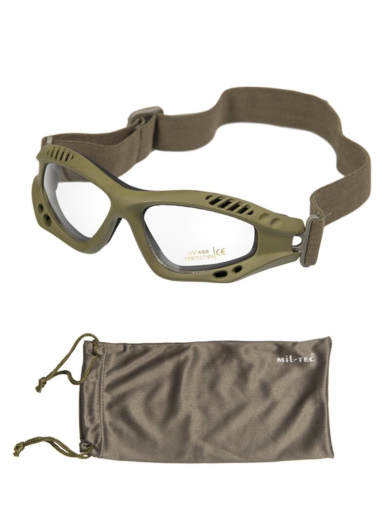 MIL-TEC Commando Goggles Air Pro akiniai skaidrūs alyvžalia