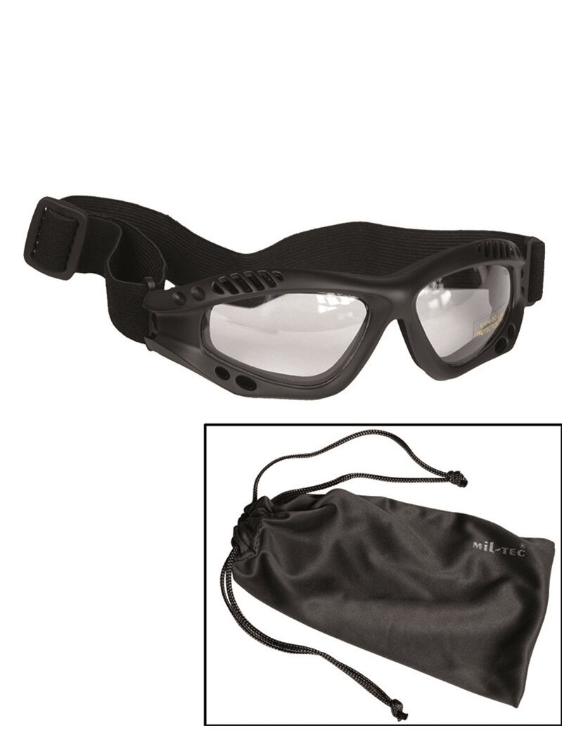 MIL-TEC Commando Goggles Air Pro Clear taktiniai akiniai juoda MIL-TEC Commando Goggles Air Pro Clear taktiniai akiniai juoda