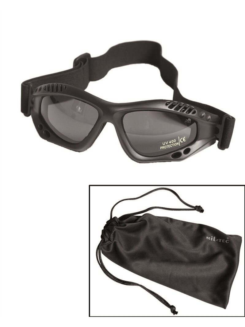MIL-TEC Commando Goggles Air Pro Smoke taktiniai akiniai juoda