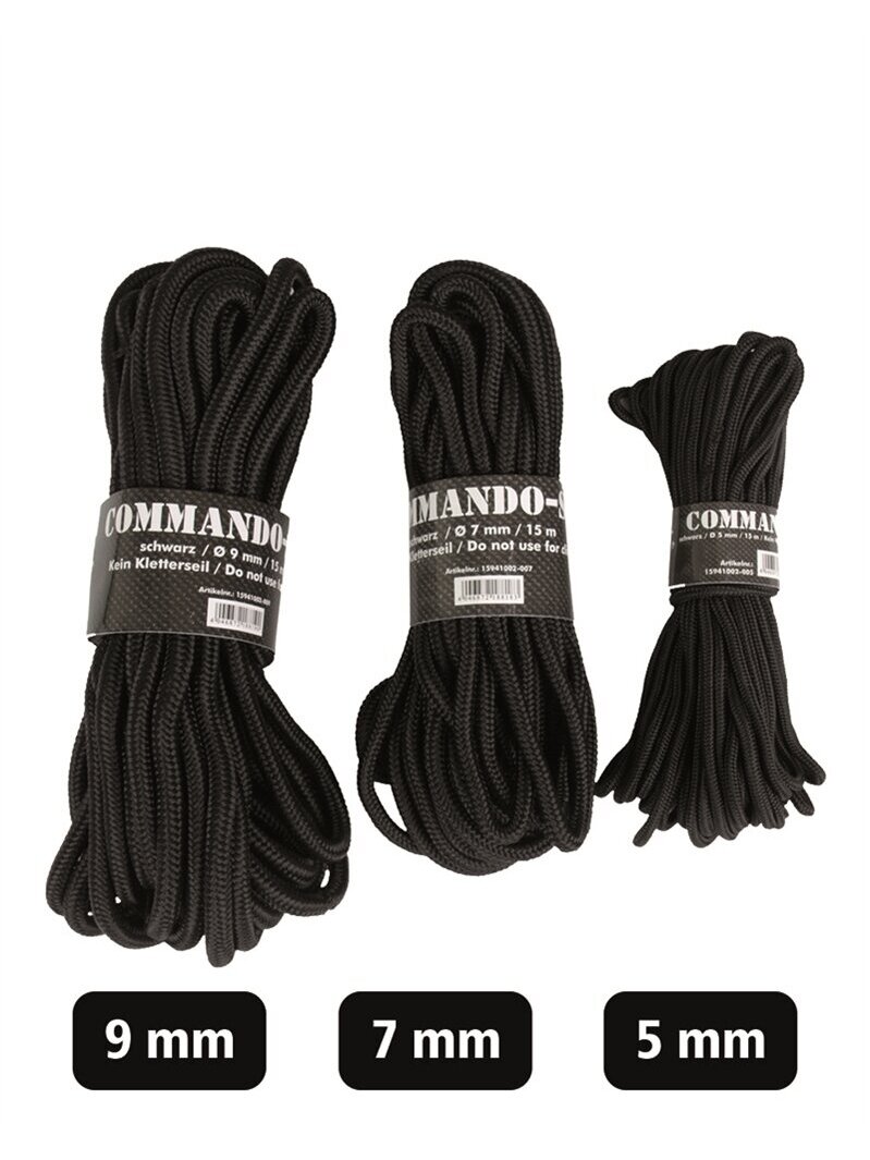 MIL-TEC Commando Rope 5mm (15m) juoda