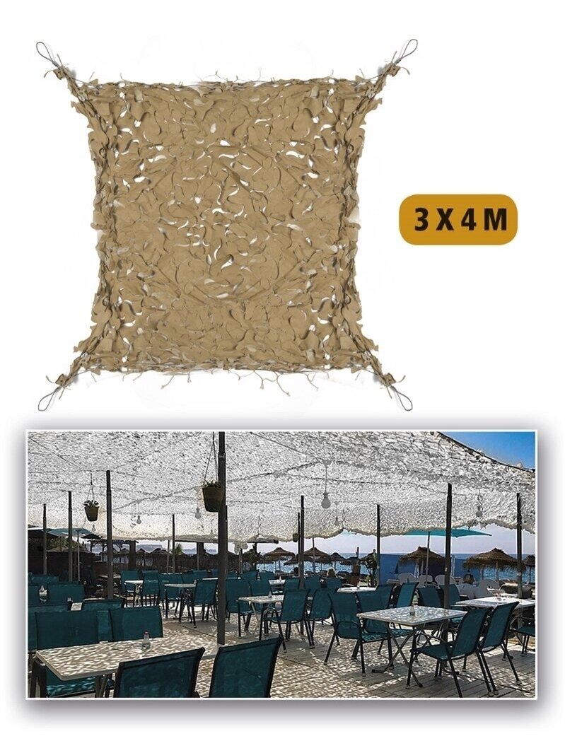 MIL-TEC Desert 3x4 "Shadow Sail" tinklas su plačiais lapais smėlinė