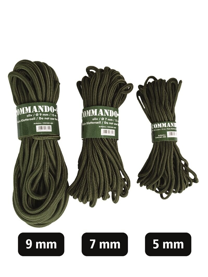 MIL-TEC Komando Virvė 5mm (15m) alyvžalia