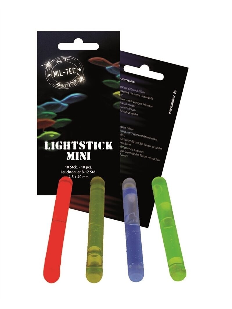 MIL-TEC Lightsticks Mini šviesilės 4 cm alyvžalios (10 vnt.)