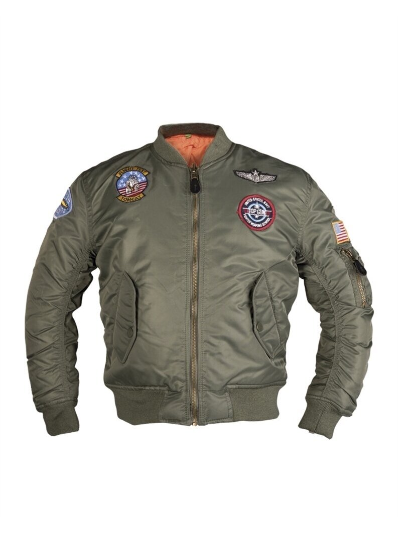 MIL-TEC Ma1® Kids Flight Jacket W. Patches vaikiška švarkas alyvžalia MIL-TEC Ma1® Kids Flight Jacket W. Patches vaikiška švarkas alyvžalia