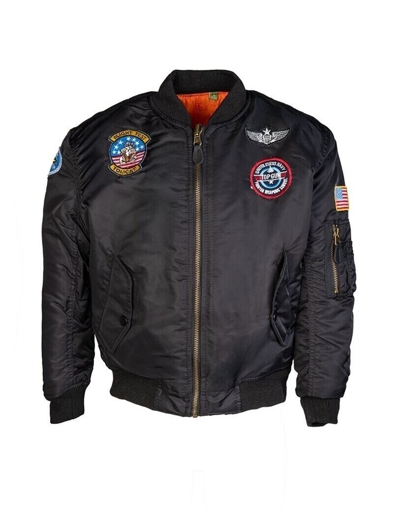 Mil-Tec Ma1® vaikų skrydžio striukė W. Patches 12003502, juoda Mil-Tec Ma1® vaikų skrydžio striukė W. Patches 12003502, juoda