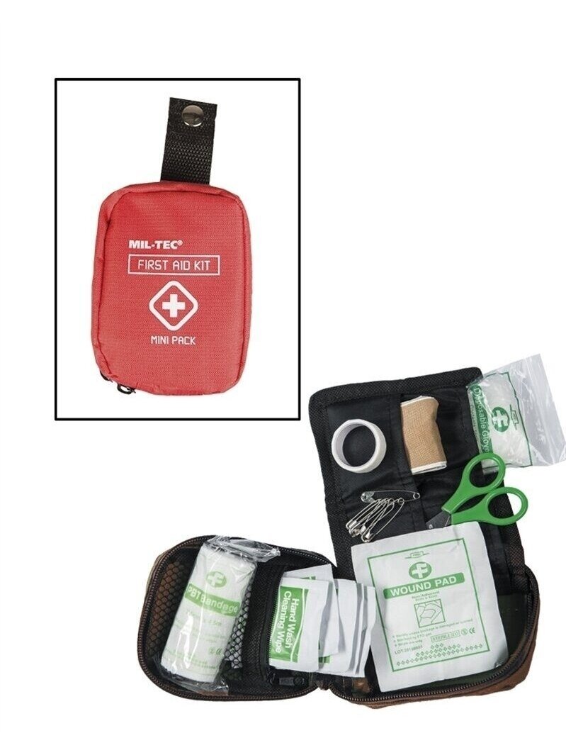 Mil-Tec Pirmosios pagalbos mini paketas 16025810, raudona Mil-Tec Pirmosios pagalbos mini paketas 16025810, raudona