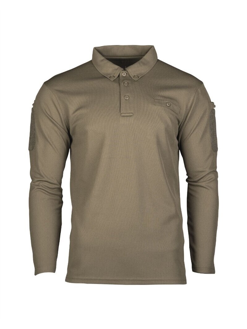 MIL-TEC Taktiniai ilgomis rankovėmis polo marškiniai Quick Dry 10962001 alyvžalia