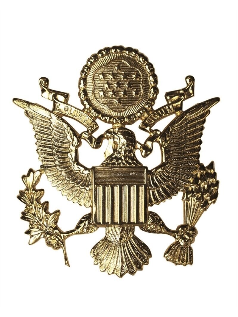 MIL-TEC US Army Officer Hat Insignia ženklas bronzinis