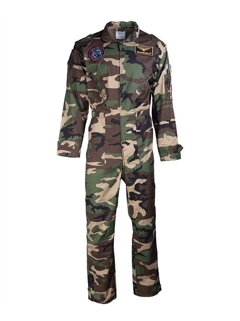 MIL-TEC US Flight Coverall skraidymo kombinezonas su patch'ais alyvžalia