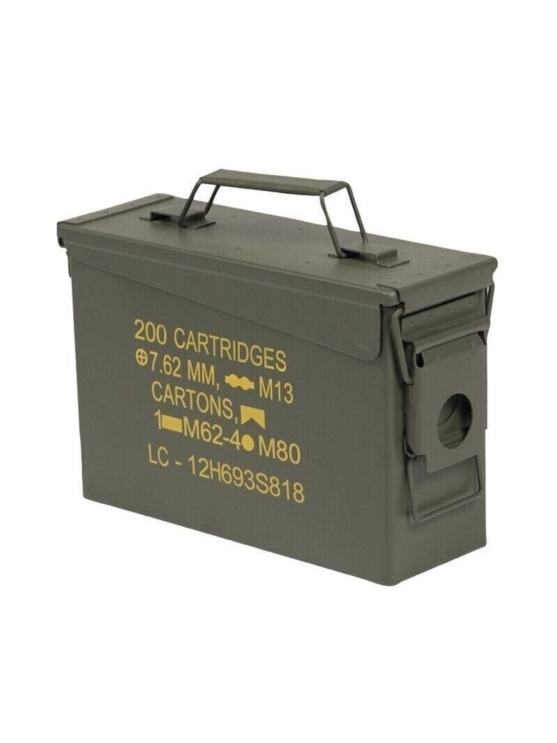 MIL-TEC US M19a1 Cal. 30 Ammo Box Steel šratų dėžė alyvžalia