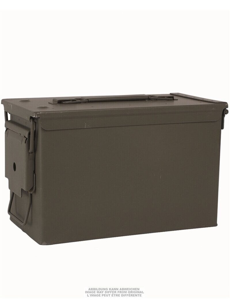 Mil-Tec JAV vidutinio metalo Cal.50/5.56 šovinių dėžė, kaip nauja 91592650 Mil-Tec JAV vidutinio metalo Cal.50/5.56 šovinių dėžė, kaip nauja 91592650